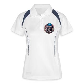 Windhund Gangsta Hund Graffiti Geschenk - Frauen Polo atmungsaktiv - Weiß/Navy - Vorne