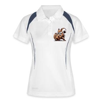Mighty Nut Conqueror : L’écureuil énergique - Polo respirant Femme - blanc/marine - Devant