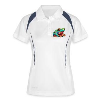 Frosch - Frauen Polo atmungsaktiv - Weiß/Navy - Vorne
