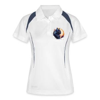Mystic Cat Portrait Art Print - Women's Polo breathable - white/navy - Front