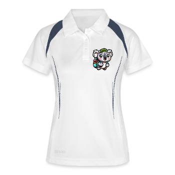 Abenteuerlustiger Koala Backpacker Illustration - Frauen Polo atmungsaktiv - Weiß/Navy - Vorne