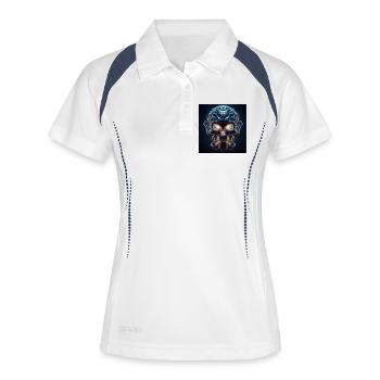 Crâne fusionné avec serpent 3D - Polo respirant Femme - blanc/marine - Devant