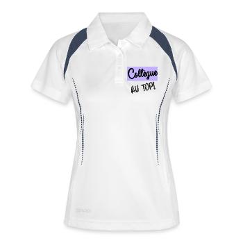 RETRAITE. COLLEGUE - Polo respirant Femme - blanc/marine - Devant