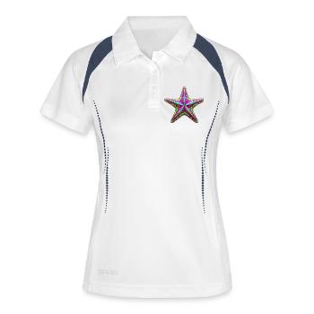 Seestern - Frauen Polo atmungsaktiv - Weiß/Navy - Vorne