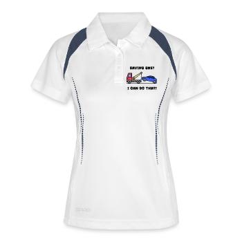 Tanken Auto Statement Energiespeicher Energie - Frauen Polo atmungsaktiv - Weiß/Navy - Vorne