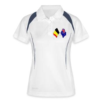 Cardio-Herz Flagge Belgien, Flagge Australien - Frauen Polo atmungsaktiv - Weiß/Navy - Vorne