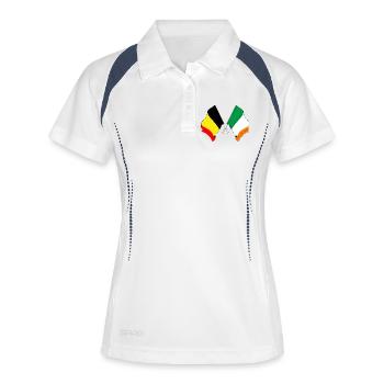 Flagge Belgien, Flagge Irland - Frauen Polo atmungsaktiv - Weiß/Navy - Vorne