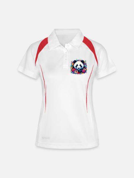 Panda - Frauen Polo atmungsaktiv - Weiß/Navy