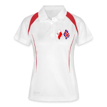 Drapeau de la Pologne, drapeau de l’Angleterre - Polo respirant Femme - blanc/marine - Devant