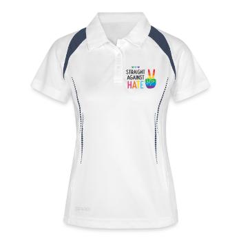 LGBT Pride Month - Direkt gegen Hass - Frauen Polo atmungsaktiv - Weiß/Navy - Vorne