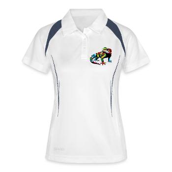 Gecko - Frauen Polo atmungsaktiv - Weiß/Navy - Vorne