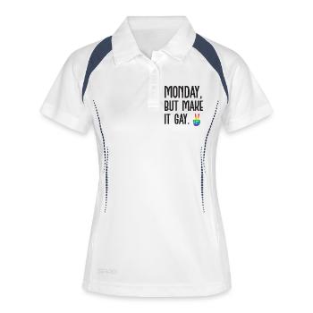 Mois de la fierté LGBT - Lundi, mais rendez-le gay - Polo respirant Femme - blanc/marine - Devant
