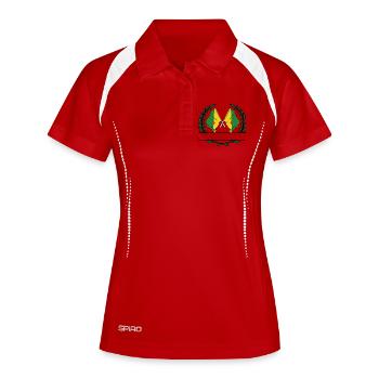 Drapeaux bannière couronne de laurier Guyane française - Polo respirant Femme - blanc/marine - Devant