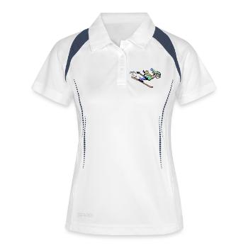 Sports d’hiver Hockey sur glace Snowboard Skieurs Glace - Polo respirant Femme - blanc/marine - Devant