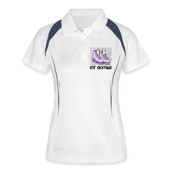 Eislaufen Eishockey Wintersport Schnee Winter - Frauen Polo atmungsaktiv - Weiß/Navy - Vorne