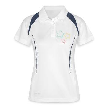 STERN. STERN. STERNE. FEST. JAHRESTAG. WEIHNACHTEN - Frauen Polo atmungsaktiv - Weiß/Navy - Vorne