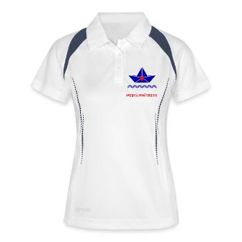 VIELEN DANK. GELIEBTE. DANKE HERRIN - Frauen Polo atmungsaktiv - Weiß/Navy - Vorne
