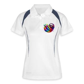 Faultier - Frauen Polo atmungsaktiv - Weiß/Navy - Vorne