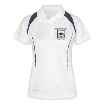 Tokyo, Torii and Haiden Drawing, Yasukuni-jinja - Women's Polo breathable - white/navy - Front
