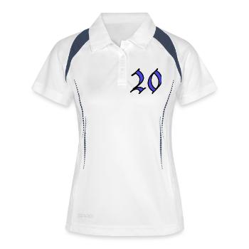 20. 20 ANS. 20e ANNIVERSAIRE. ANNIVERSAIRE 20 ANS. - Polo respirant Femme - blanc/marine - Devant