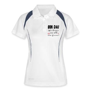 BIN DA - FREUDE IRONIE - Frauen Polo atmungsaktiv - Weiß/Navy - Vorne