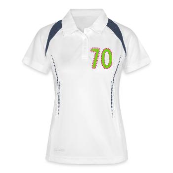 70. 70 ANS. 70e ANNIVERSAIRE. ANNIVERSAIRE 70 ANS. - Polo respirant Femme - blanc/marine - Devant