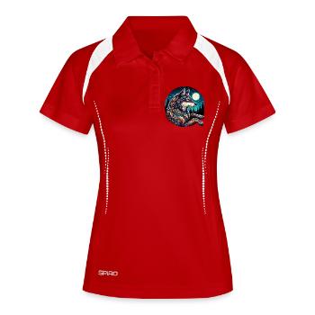 Wolf - Frauen Polo atmungsaktiv - Weiß/Navy - Vorne