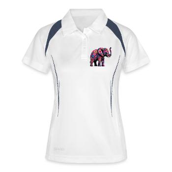 Elefant - Frauen Polo atmungsaktiv - Weiß/Navy - Vorne