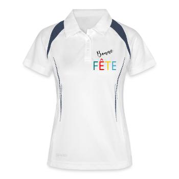 FÊTE DES PÈRES. BONNE FÊTE PAPA. PAPA. BONNE FÊTE. - Polo respirant Femme - blanc/marine - Devant