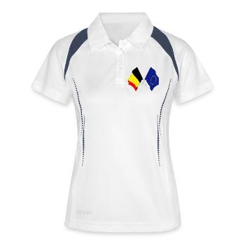 Flagge Belgien Europa - Frauen Polo atmungsaktiv - Weiß/Navy - Vorne
