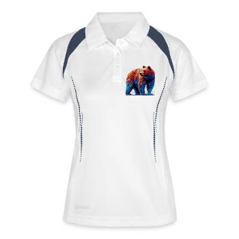 Bär - Frauen Polo atmungsaktiv - Weiß/Navy - Vorne