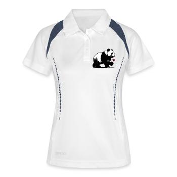 Panda - Frauen Polo atmungsaktiv - Weiß/Navy - Vorne