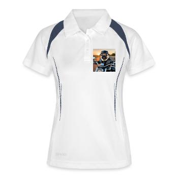 Motard pour chien dans le style d’une veste en cuir - Polo respirant Femme - blanc/marine - Devant