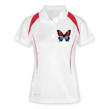 Papillon - Polo respirant Femme - blanc/marine - Devant