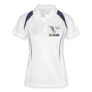 Aquarell Landkarte Helgoland - Frauen Polo atmungsaktiv - Weiß/Navy - Vorne