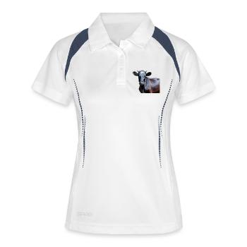 Vache - Polo respirant Femme - blanc/marine - Devant