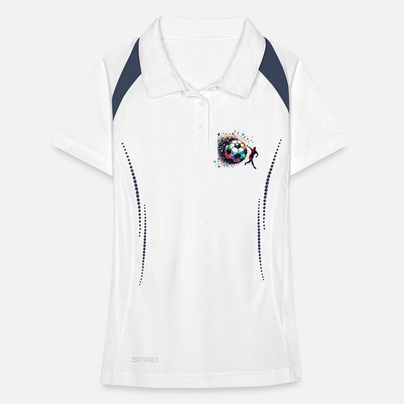 dynamic soccer player playing soccer Women's Polo breathable