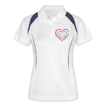 MERCI. MAÎTRESSE. MAÎTRE. COEUR. MERCI MAÎTRESSE. - Polo respirant Femme - blanc/marine - Devant