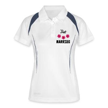 JUST MARRIED. Bachelorette party. VALENTINE'S DAY. COUPLE - Women's Polo breathable - white/navy - Front