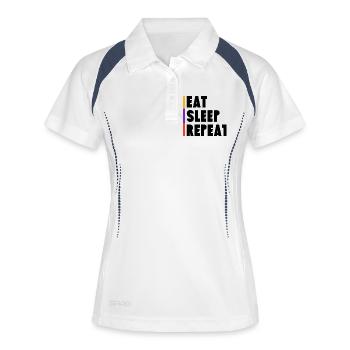 Eat - Sleep - Repeat - Frauen Polo atmungsaktiv - Weiß/Navy - Vorne