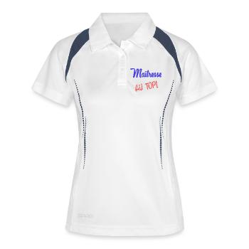 MAÎTRESSE. MERCI. MERCI MAÎTRESSE - Polo respirant Femme - blanc/marine - Devant
