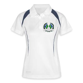 Drapeaux de la province du Flevoland, bannière de couronne de laurier - Polo respirant Femme - blanc/marine - Devant
