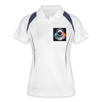 Astronaute Futuriste dans l'Espace Cosmique - Polo respirant Femme - blanc/marine - Devant