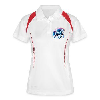 Pferd - Frauen Polo atmungsaktiv - Weiß/Navy - Vorne