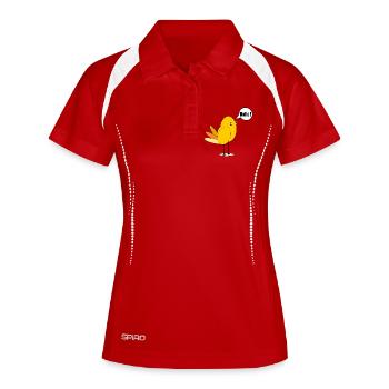 VOGEL KÜKEN - BEGRÜßUNG HALLO - Frauen Polo atmungsaktiv - Weiß/Navy - Vorne