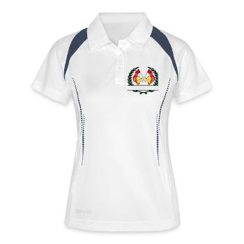 Drapeaux de Liège en bannière couronne de laurier - Polo respirant Femme - blanc/marine - Devant