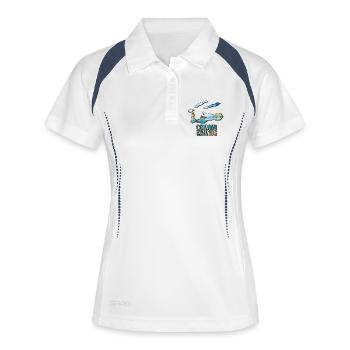 Aquarell Landkarte Kaiman Inseln - Frauen Polo atmungsaktiv - Weiß/Navy - Vorne