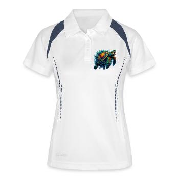 Schildkröte - Frauen Polo atmungsaktiv - Weiß/Navy - Vorne