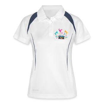 Boombox Neon Dancing Silhouettes - Polo respirant Femme - blanc/marine - Devant
