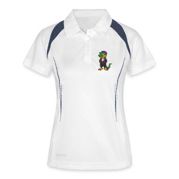 lézard drôle Kawaii dessin animé personnage Clipart - Polo respirant Femme - blanc/marine - Devant